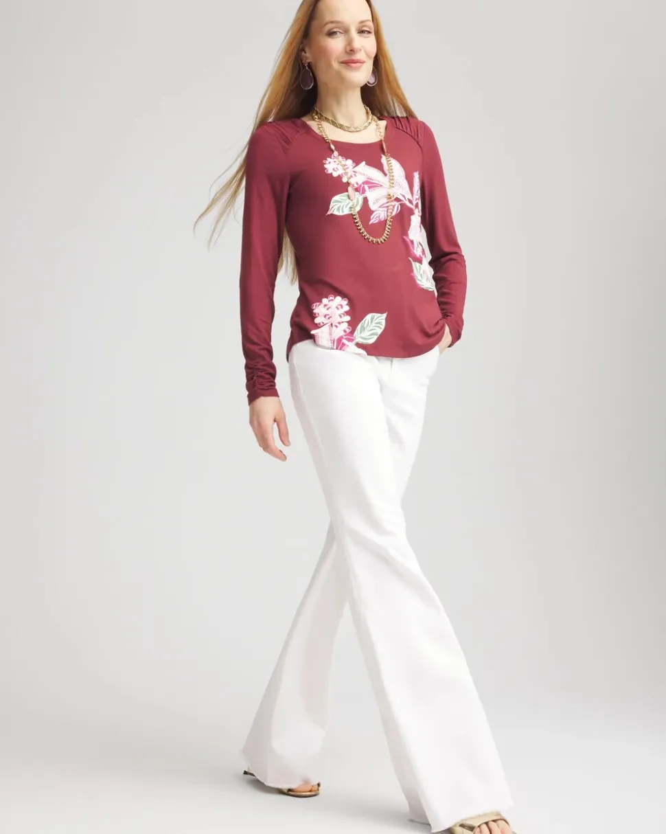 Touch of Cool™ Gathered Sleeve Floral Print Tee