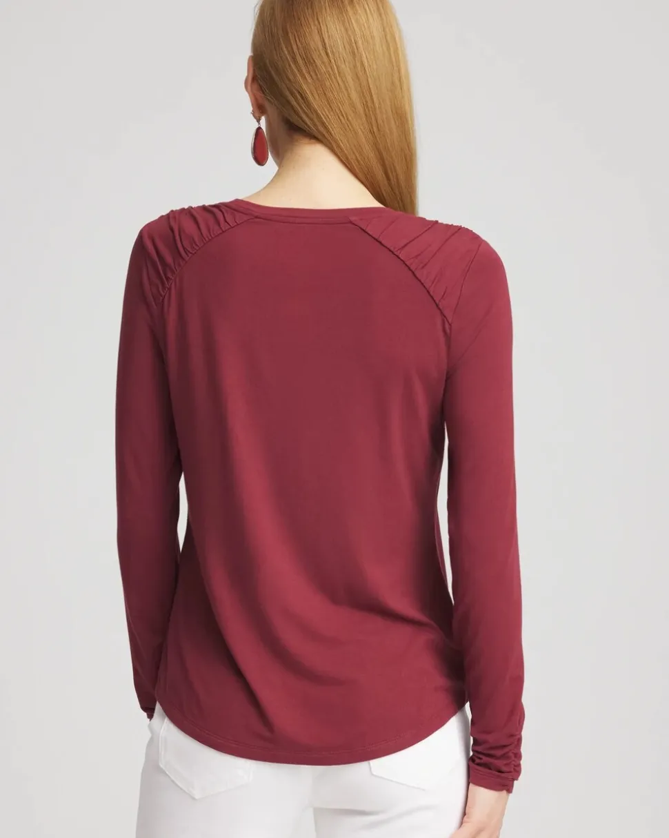 Touch of Cool™ Gathered Sleeve Floral Print Tee