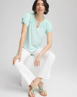 Touch of Cool™ Layered Pleated Flutter Tee