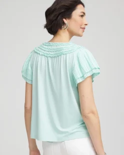 Touch of Cool™ Layered Pleated Flutter Tee