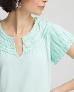 Touch of Cool™ Layered Pleated Flutter Tee