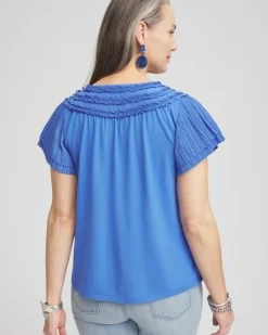 Touch of Cool™ Layered Pleated Flutter Tee
