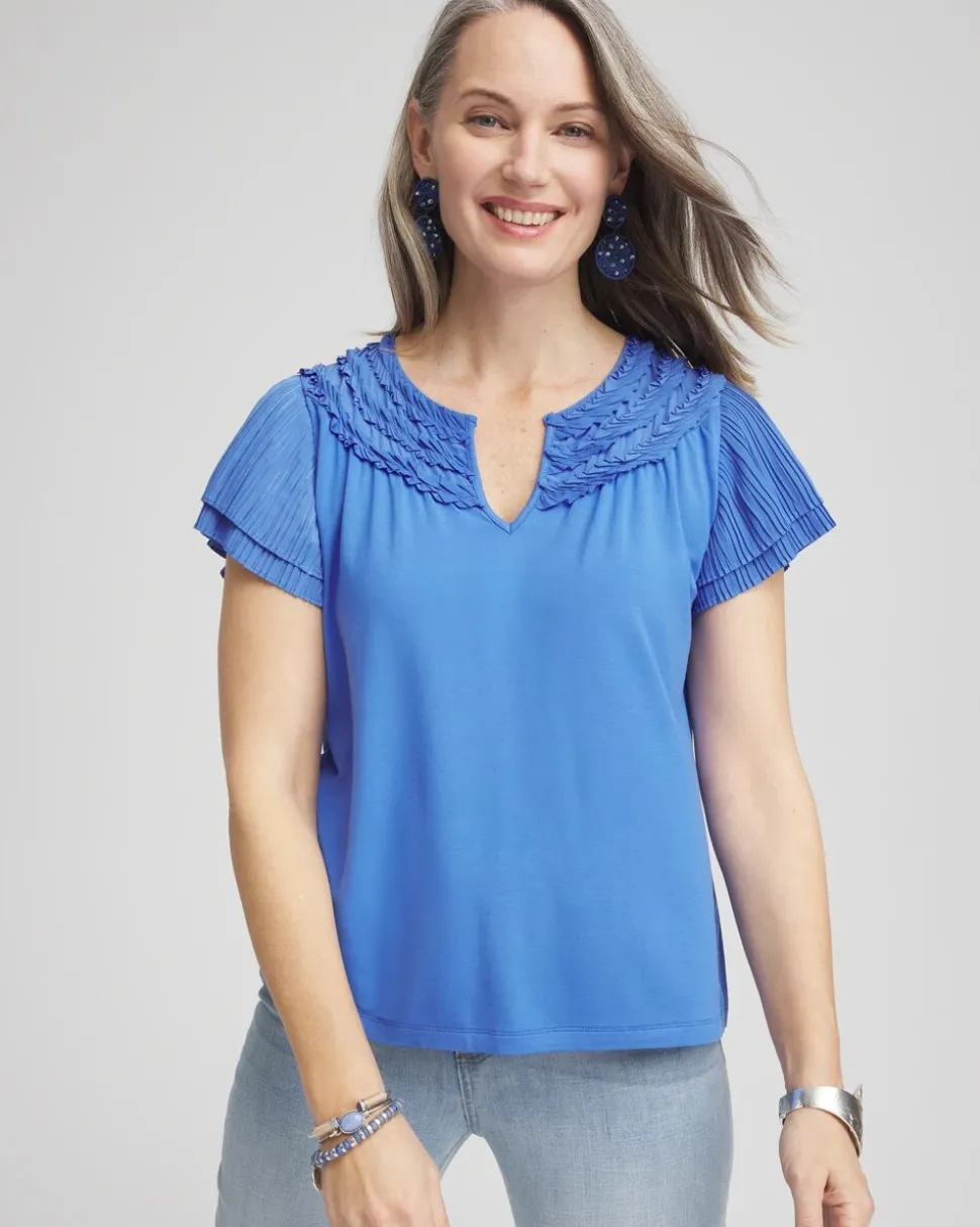 Touch of Cool™ Layered Pleated Flutter Tee