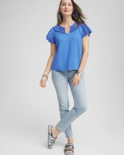Touch of Cool™ Layered Pleated Flutter Tee