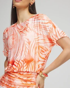 Touch of Cool™ Mesh Ruched Banded Hem Top