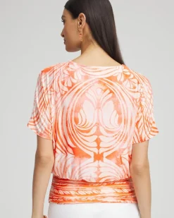 Touch of Cool™ Mesh Ruched Banded Hem Top