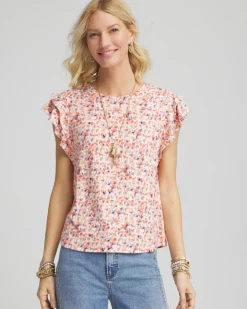 Touch of Cool™ Tiered Flutter Sleeved Tee