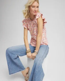 Touch of Cool™ Tiered Flutter Sleeved Tee