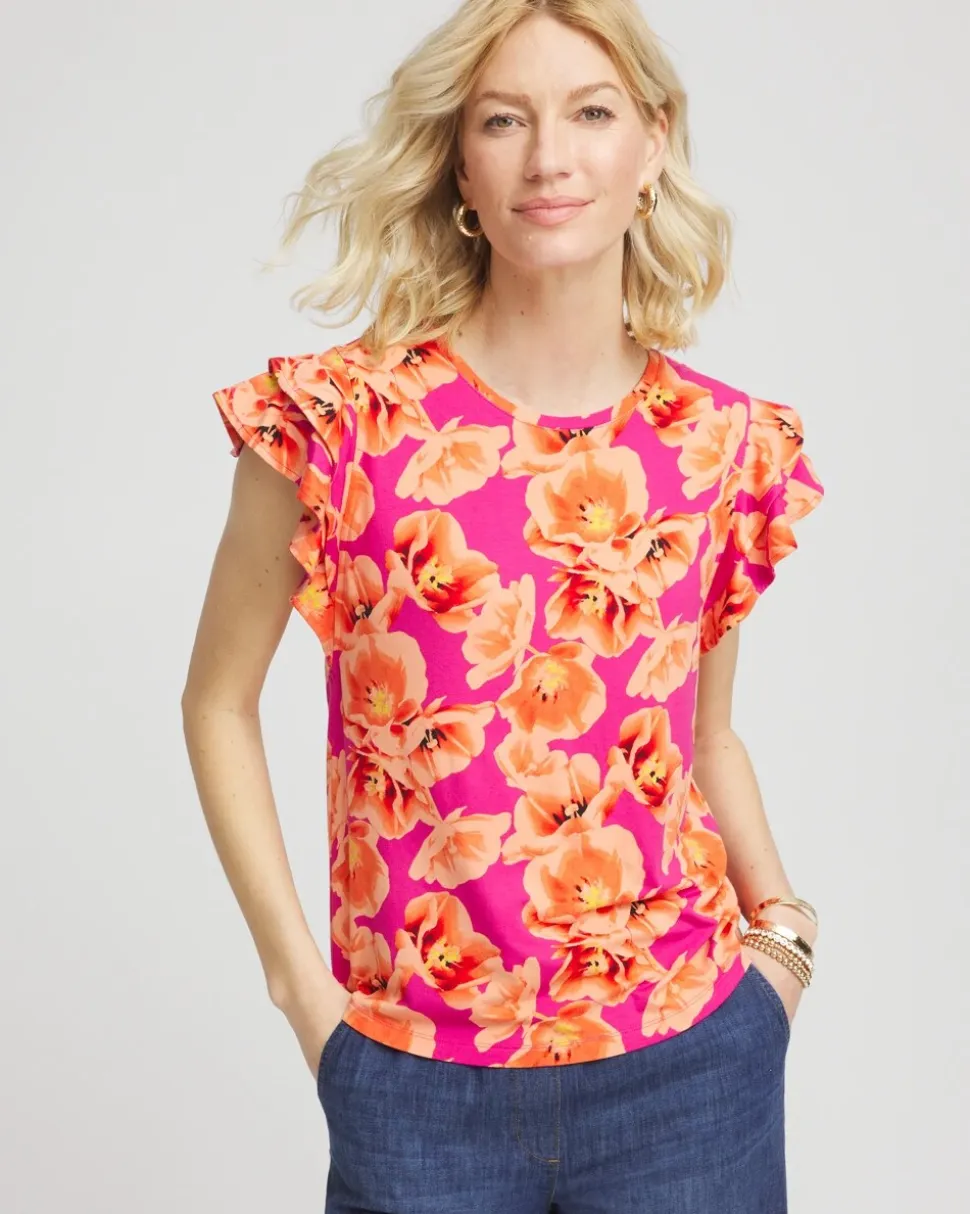 Touch of Cool™ Tropical Flutter Sleeve Tee