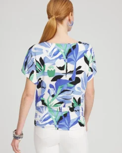 Touch of Cool™ Tropics Ruched Banded Hem Top