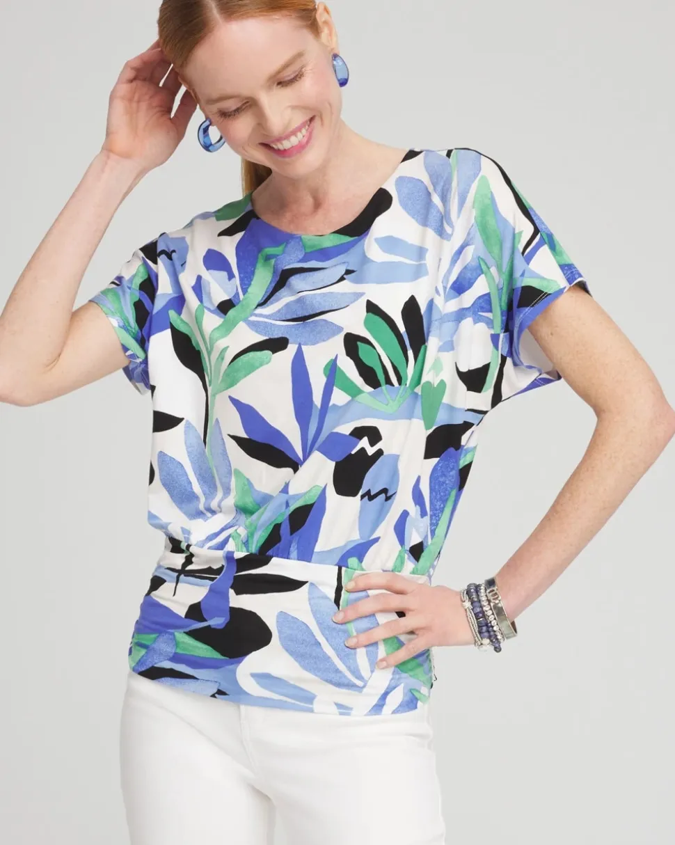 Touch of Cool™ Tropics Ruched Banded Hem Top
