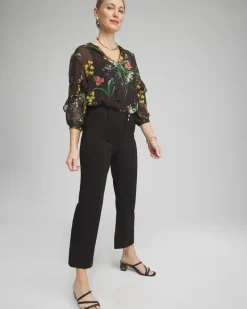 Trapunto Straight Leg Cropped Pants
