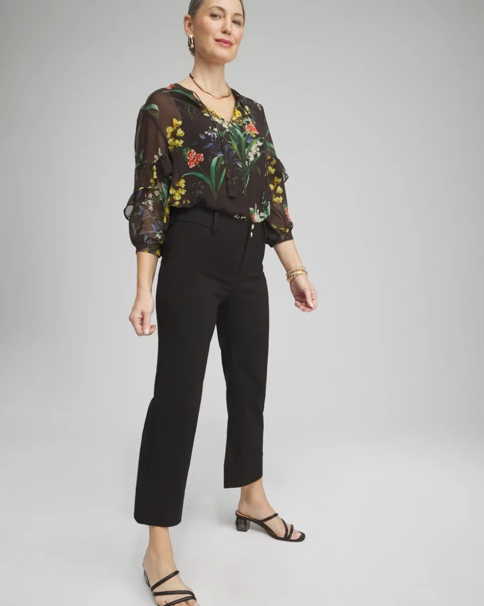 Trapunto Wide Leg Cropped Pants