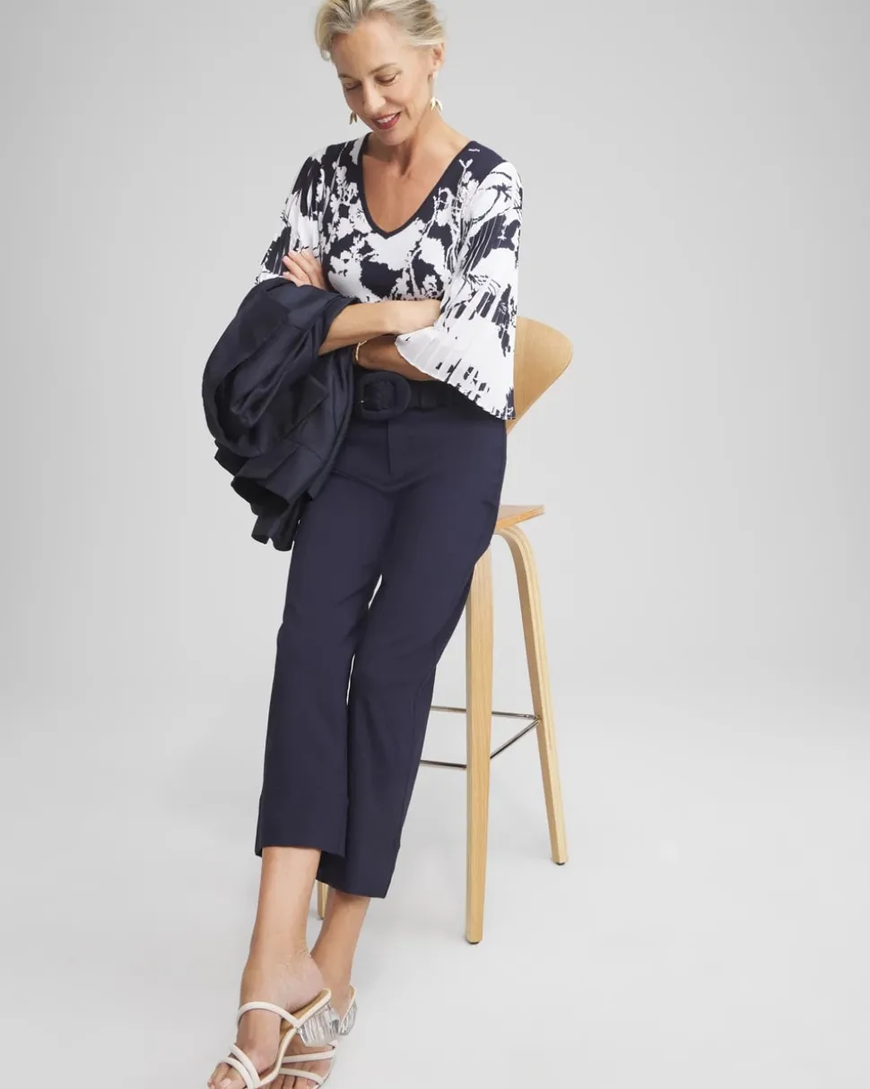 Trapunto Wide Leg Cropped Pants
