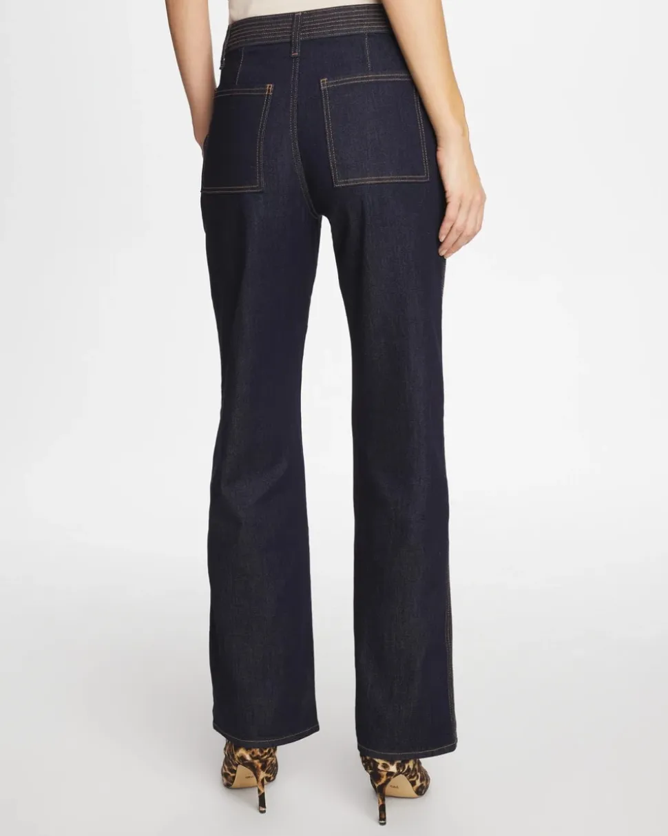 Trapunto Wide-Leg High-Rise Jeans
