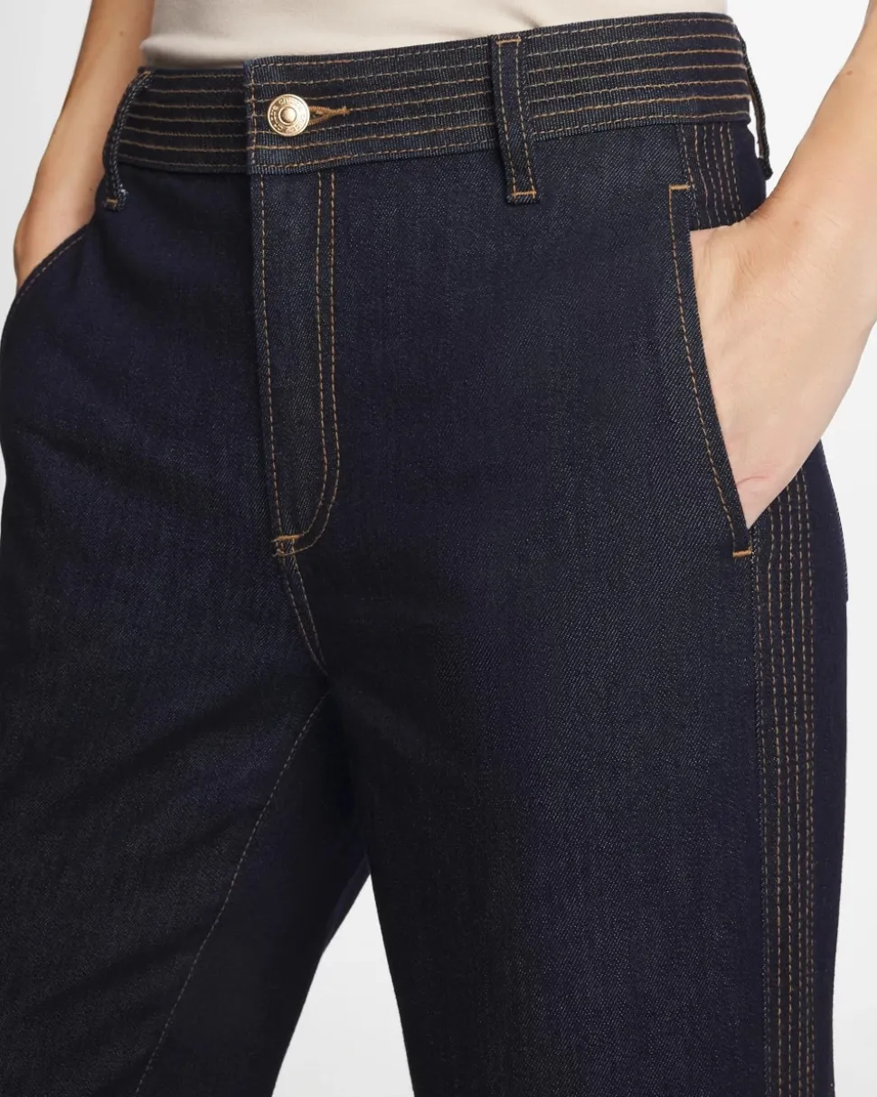 Trapunto Wide-Leg High-Rise Jeans