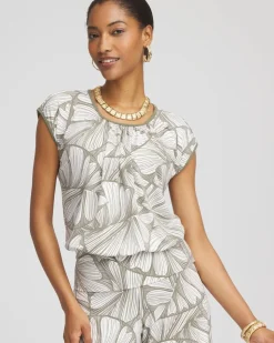 Travelers™ Abstract Leaf Print Knit Top