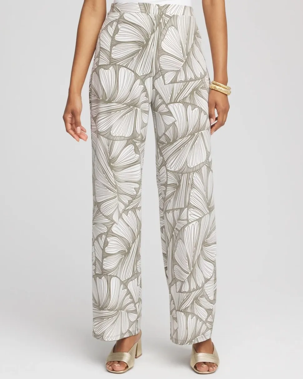 Travelers™ Abstract Leaf Print Knit Wide-Leg Pants