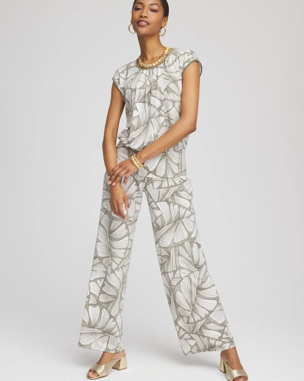 Travelers™ Abstract Leaf Print Knit Wide-Leg Pants