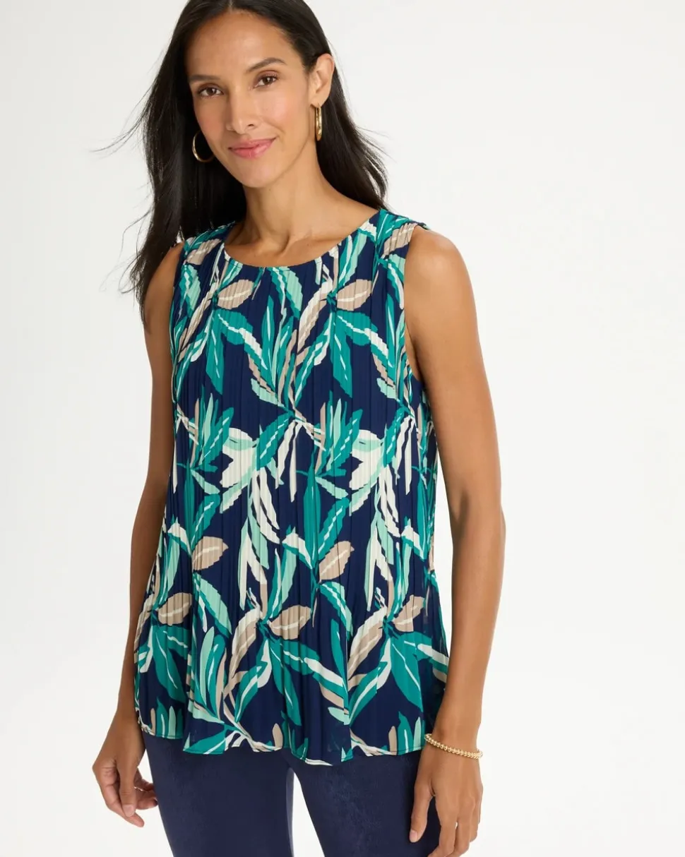 Travelers™ Palm Pleated Chiffon Tank