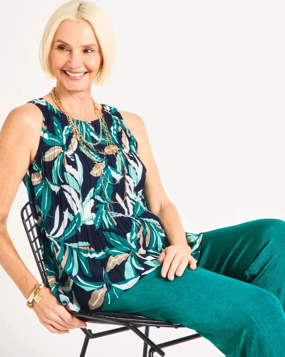 Travelers™ Palm Pleated Chiffon Tank