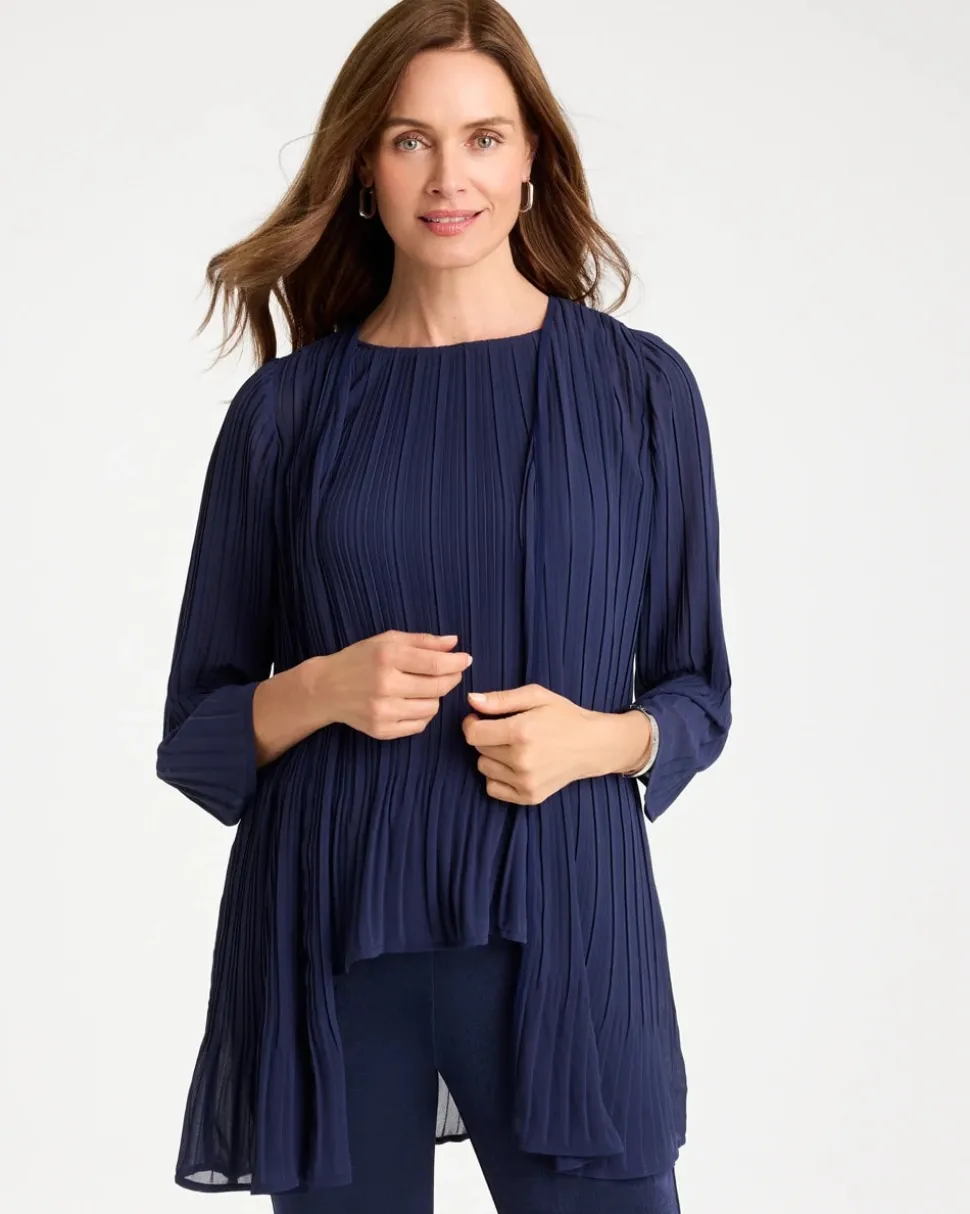 Travelers™ Pleated Chiffon Cardigan