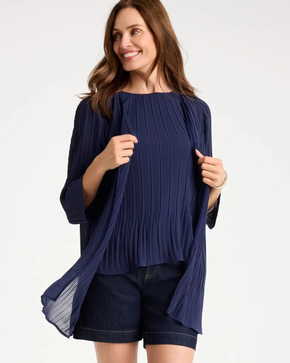 Travelers™ Pleated Chiffon Cardigan