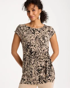 Travelers™ Side-Tie Spotted Print Top