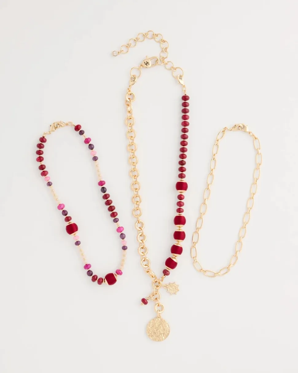 Triple-Strand Charm Necklace