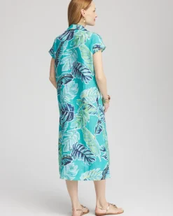 Tropical Linen Midi Dress