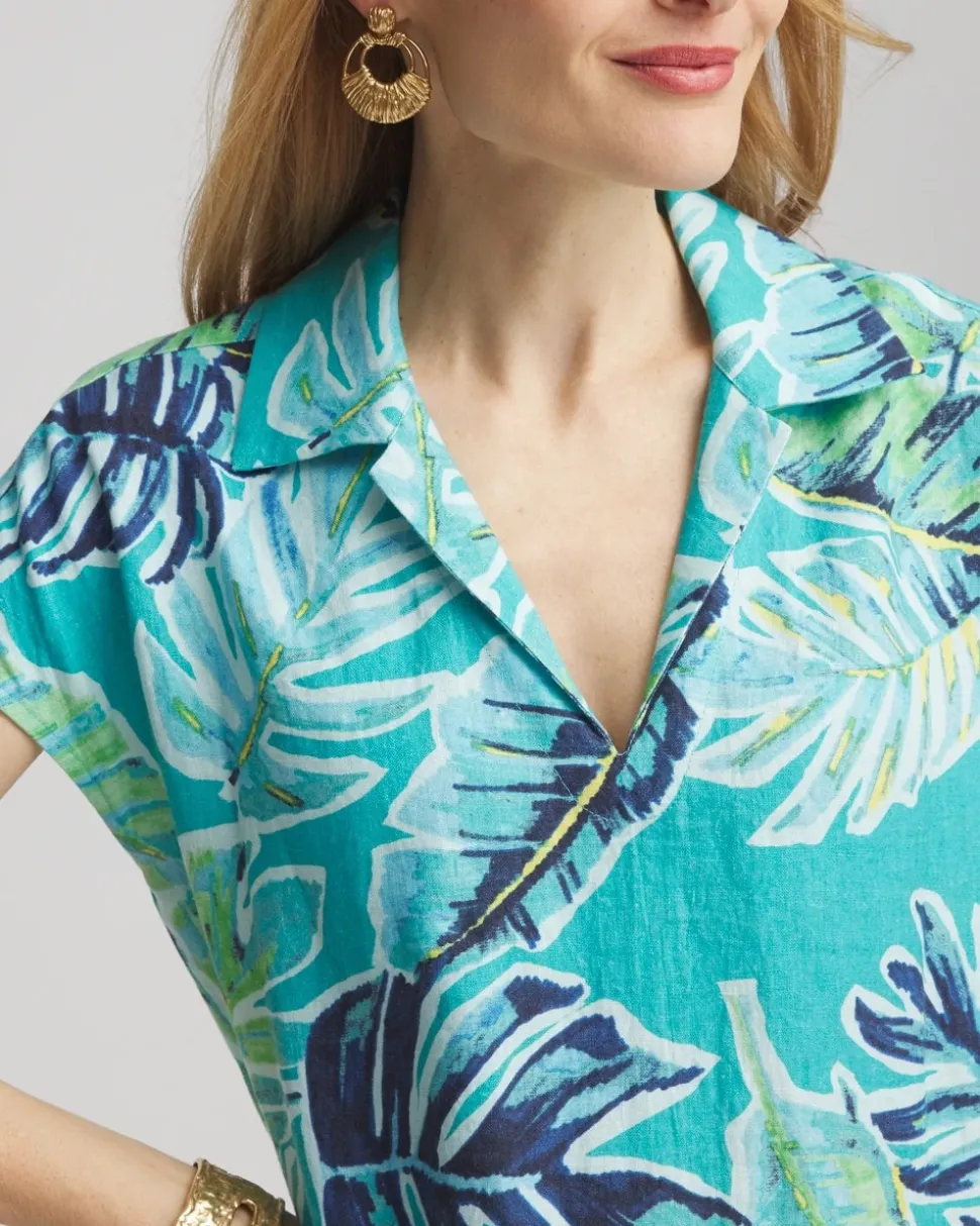 Tropical Linen Midi Dress