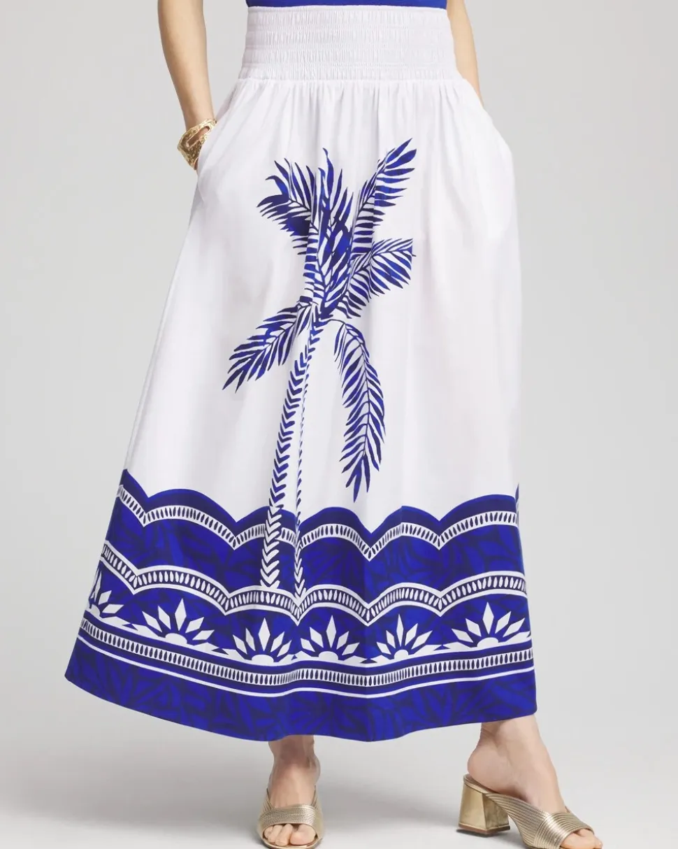 Tropical Smocked Waist Pull-On Skirt