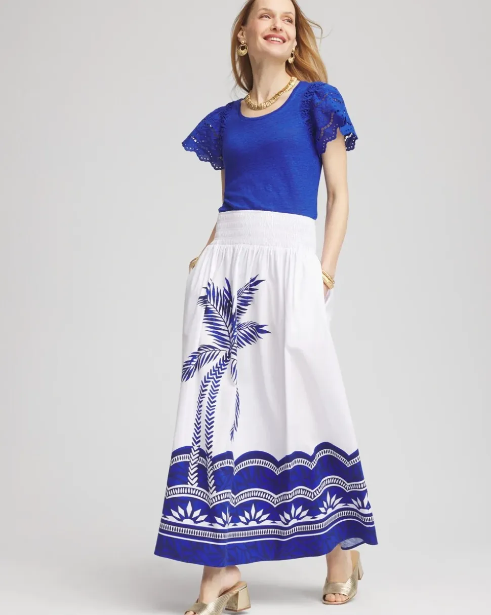 Tropical Smocked Waist Pull-On Skirt