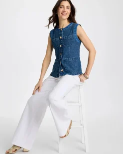 Tweed Mixed Denim Vest