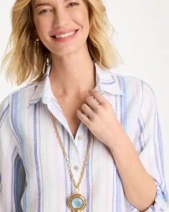 Twice As Nice Aqua Pendant Necklace