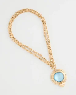 Twice As Nice Aqua Pendant Necklace