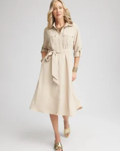 Twill Belted Midi Shirtdress