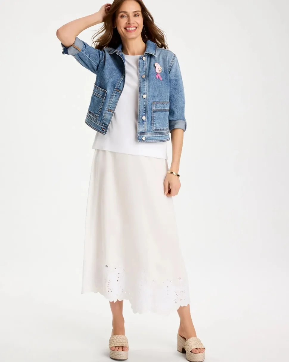 Twill Embroidered Hem Skirt