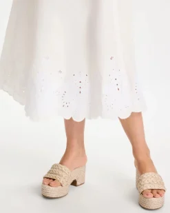 Twill Embroidered Hem Skirt