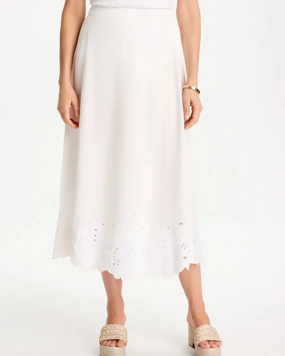 Twill Embroidered Hem Skirt