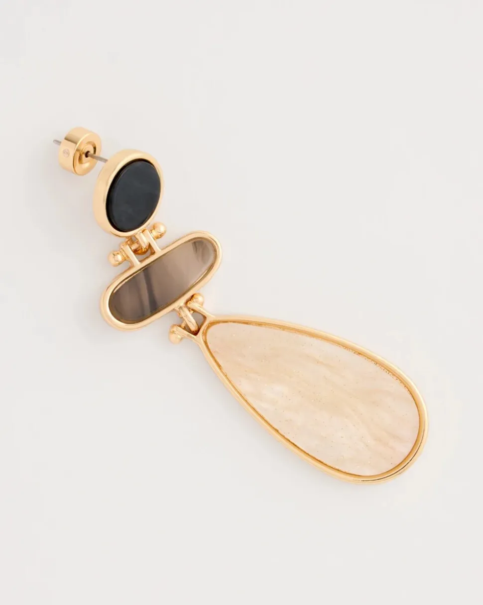 Two-Tone Neutral Drop Earrings