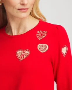 V-Day Embroidered Heart Pullover