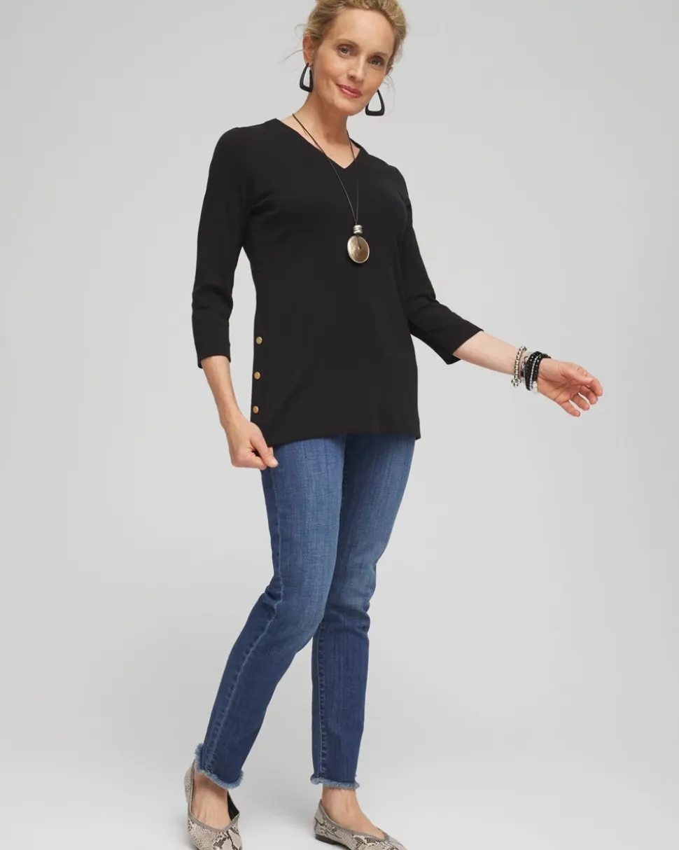 V-neck Button Detail Tunic