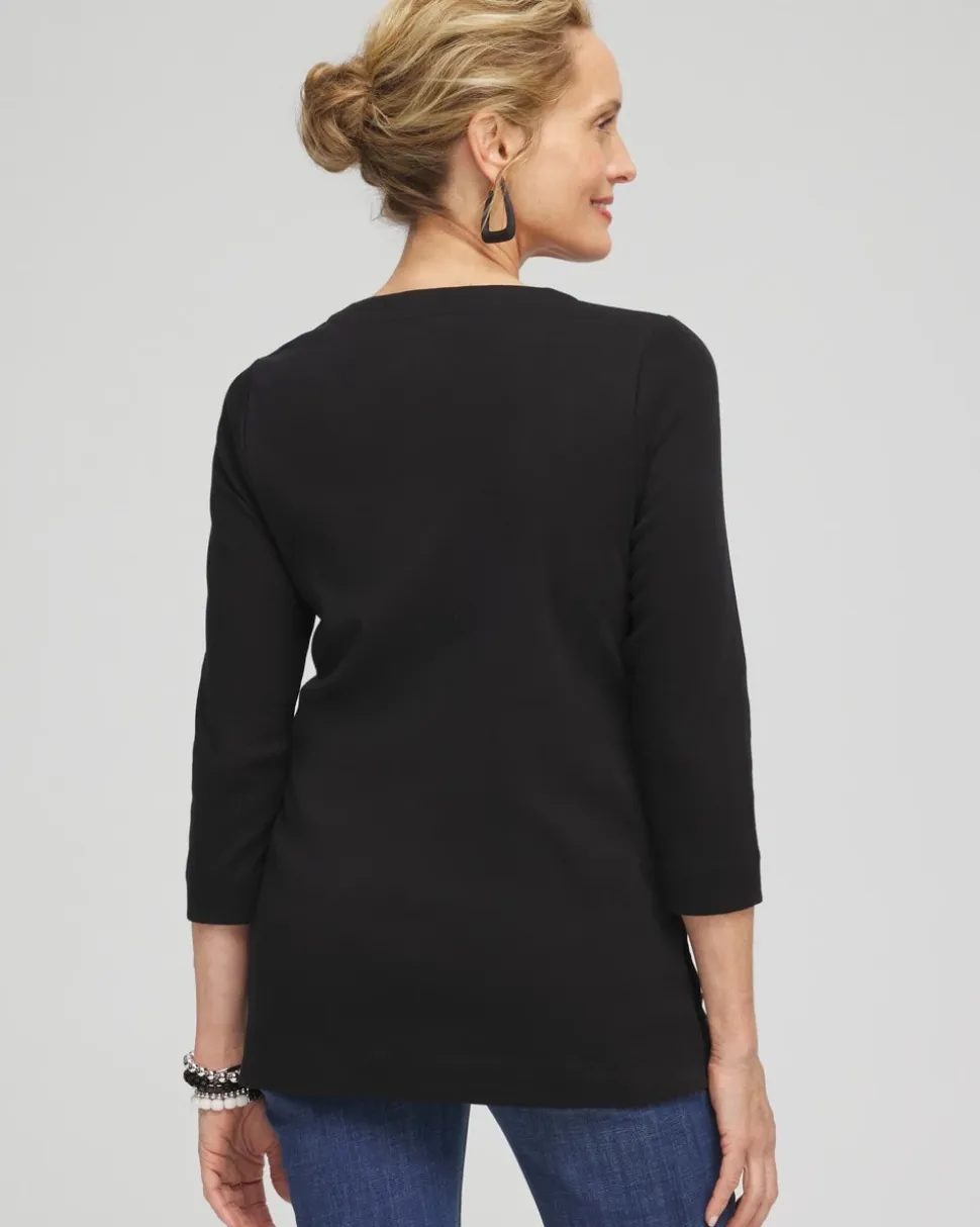 V-neck Button Detail Tunic