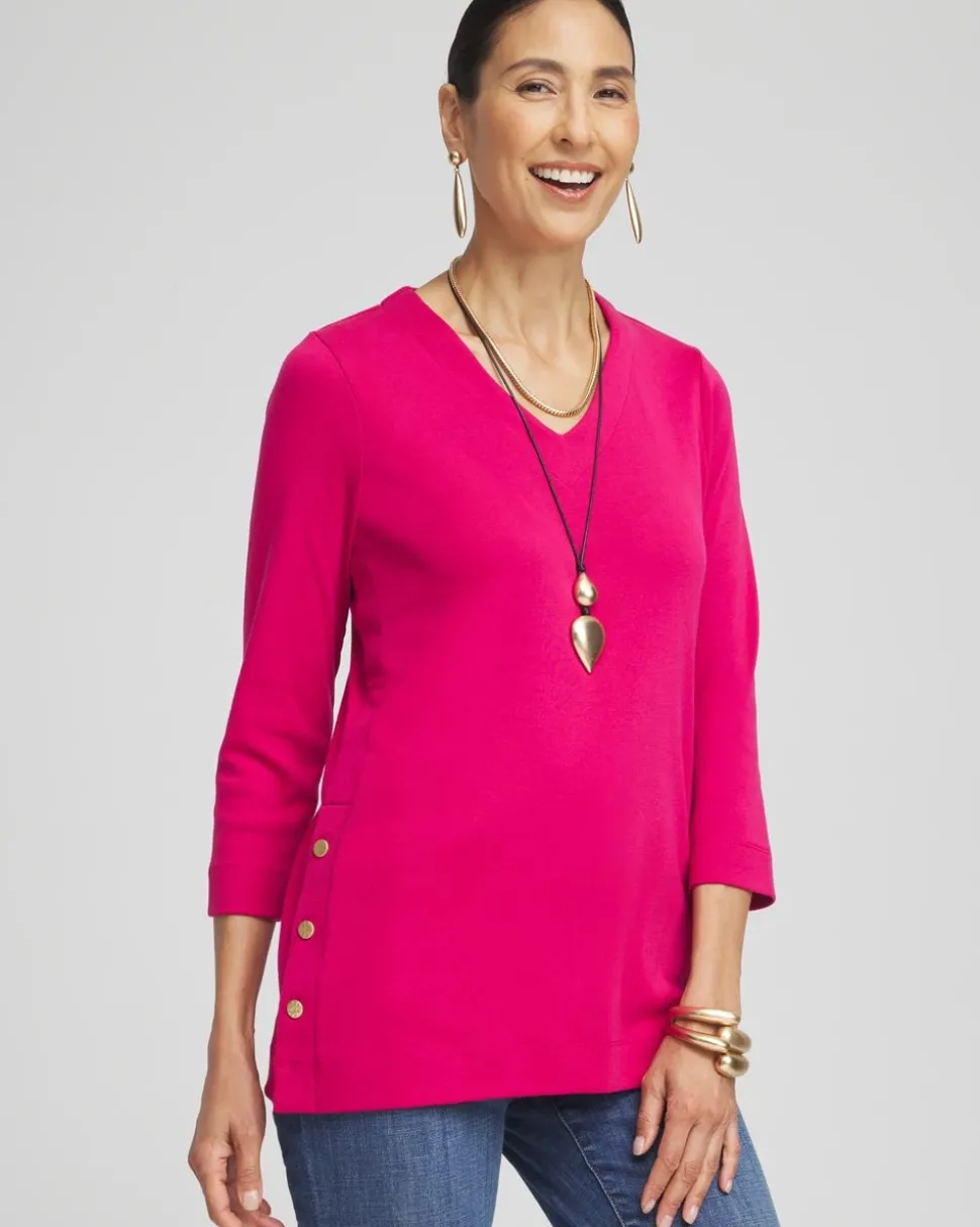 V-neck Button Detail Tunic