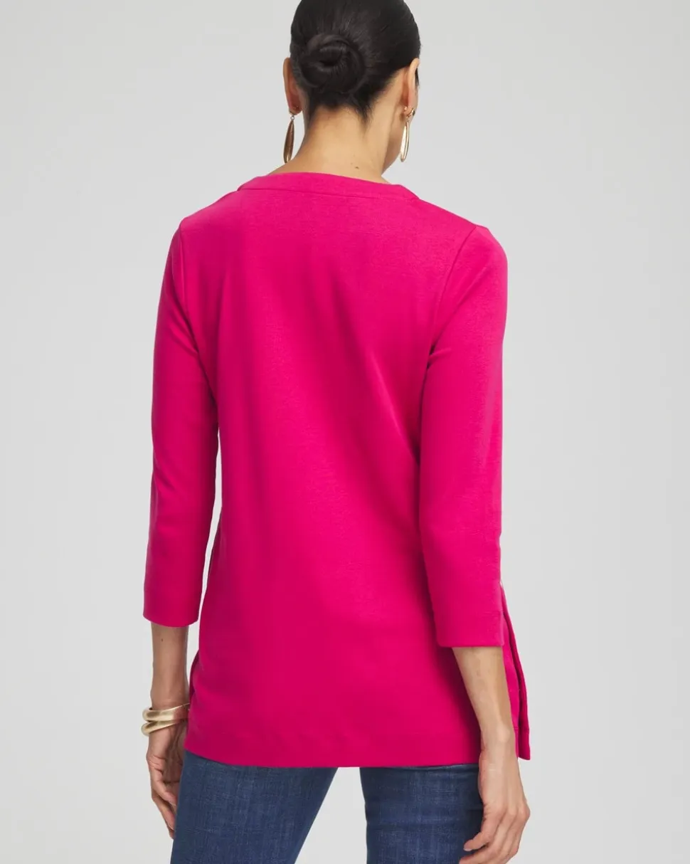 V-neck Button Detail Tunic