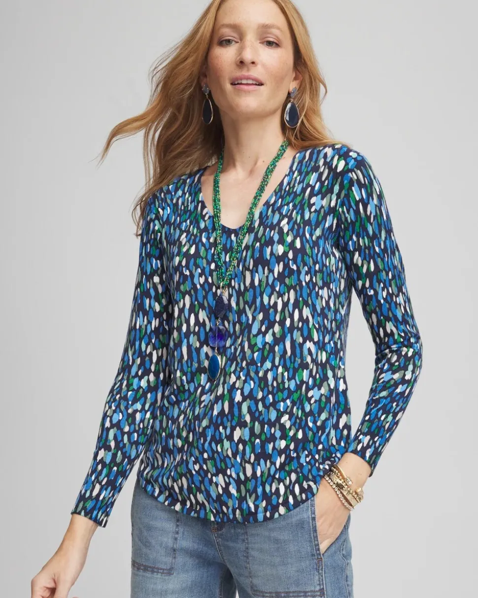 V-Neck Printed Pullover