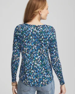 V-Neck Printed Pullover