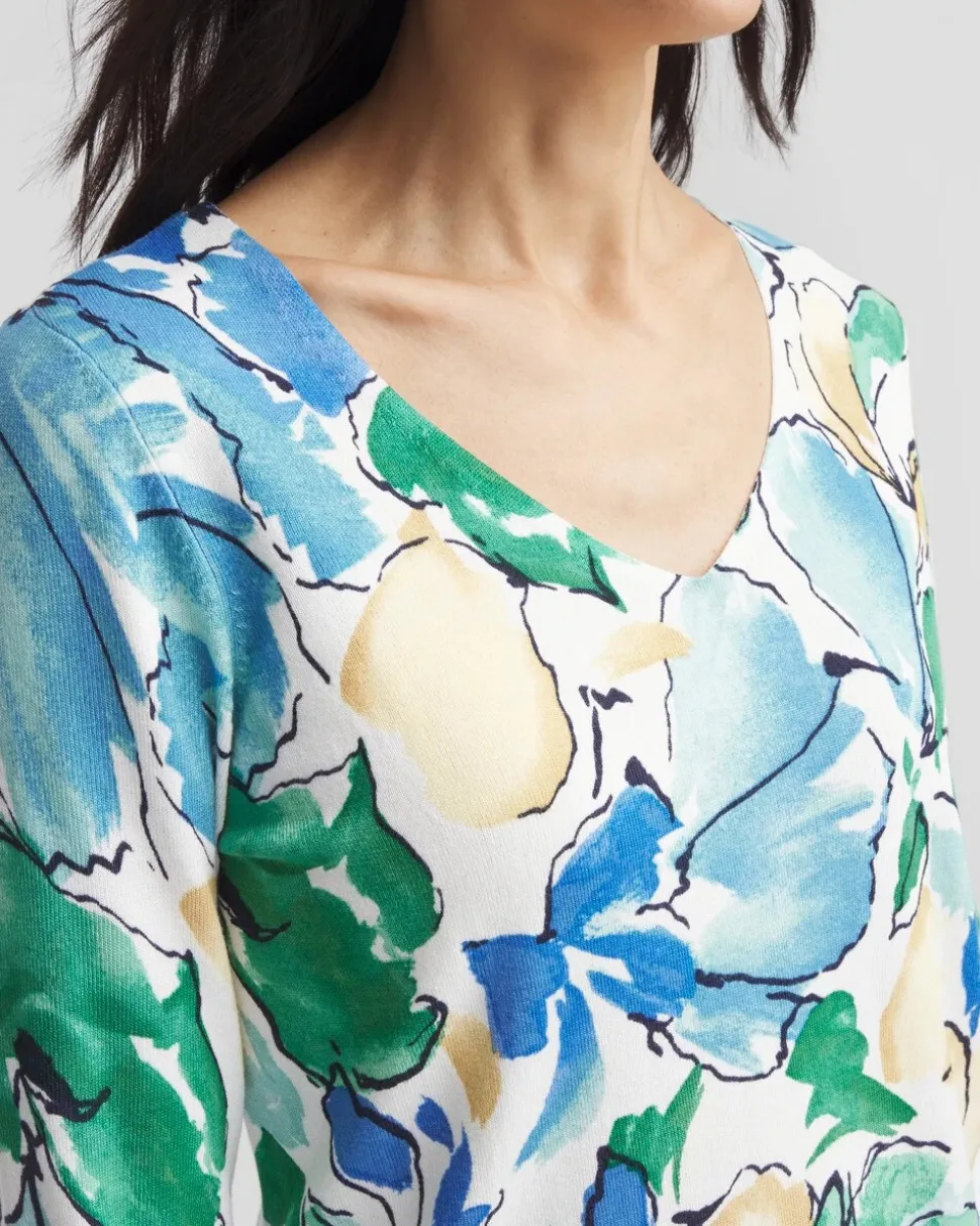 V-Neck Printed Pullover