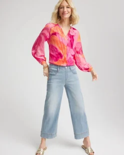 Watercolor Classic Fit Chiffon Blouse